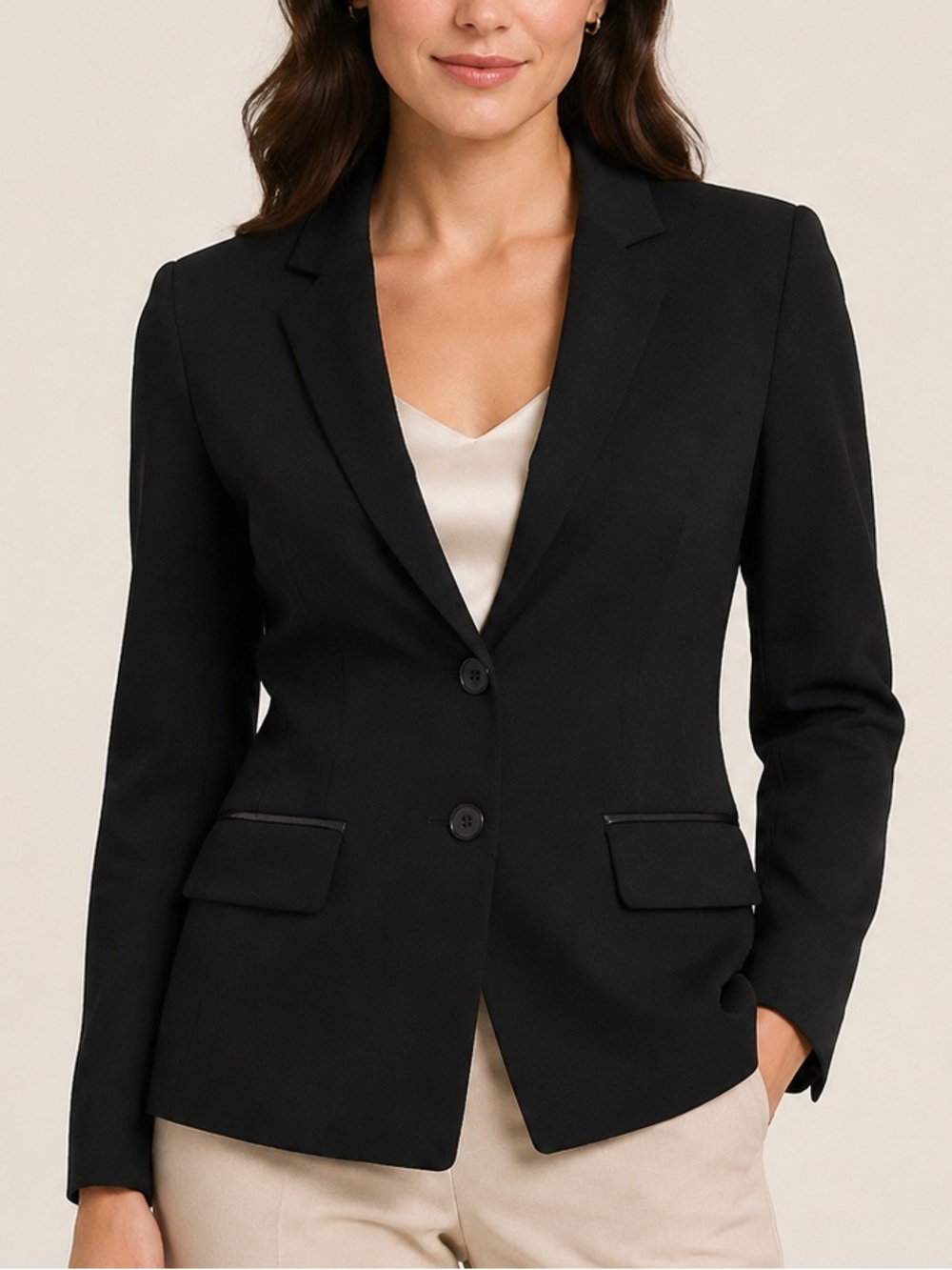 Melanie Lyne Black Tailored Two Button Blazer Size 4